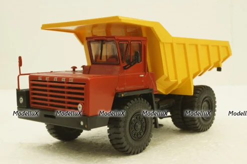 Белаз-540А карьерный самосвал, красный/желтый, Н002, Наш Автопром 1:43