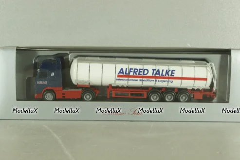 Volvo FH 12 Globetrotter XL with semi-trailer tank "Alfred Talke", blue/white, 144288, Herpa 1:87