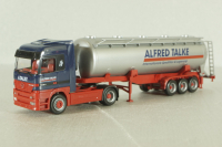 Mercedes Actros 1857 with semi-trailer tank "Alfred Talke" blue/grey, 144131, Herpa 1:87
