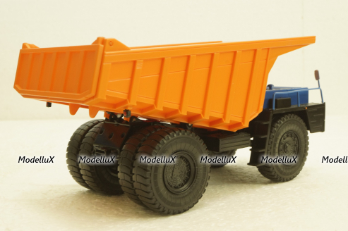 Белаз-7525 карьерный самосвал, синий/оранжевый, Н011, Наш Автопром 1:43