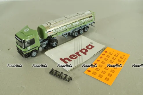 Mercedes Actros 1843 with semi-trailer tank "Kieserling" green, 144285, Herpa 1:87
