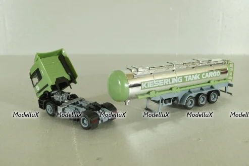 Mercedes Actros 1843 with semi-trailer tank "Kieserling" green, 144285, Herpa 1:87
