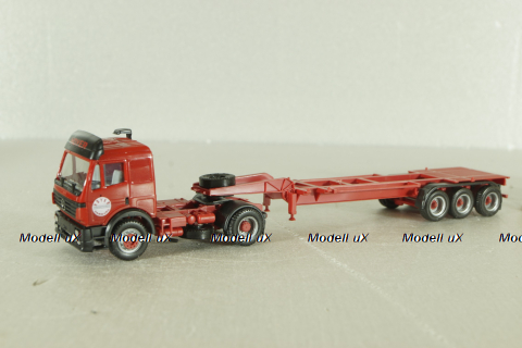 Mercedes SK 1850 tractor with semi trailer HOYER 1994, red, Herpa 1:87