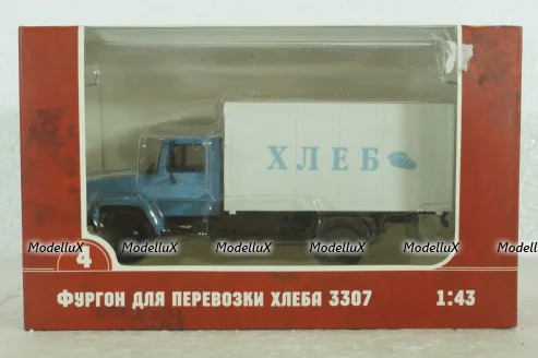 Газ-3307 Хлеб, голубой/белый, Наши Грузовики №4, 1:43