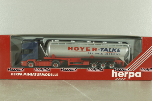Scania TL with semi-trailer tank "Hoyer-talke", blue/grey, 147837, Herpa 1:87