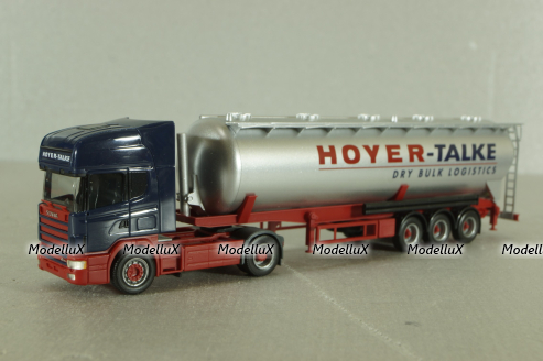 Scania TL with semi-trailer tank "Hoyer-talke", blue/grey, 147837, Herpa 1:87
