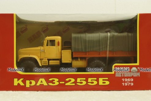 Краз-255Б борт с тентом, 1969 бежевый/красный, Н289, Наш Автопром 1:43
