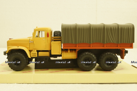 Краз-255Б борт с тентом, 1969 бежевый/красный, Н289, Наш Автопром 1:43