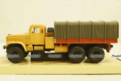 Краз-255Б борт с тентом, 1969 бежевый/красный, Н289, Наш Автопром 1:43