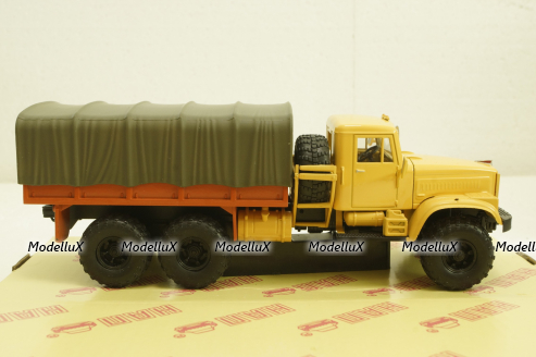 Краз-255Б борт с тентом, 1969 бежевый/красный, Н289, Наш Автопром 1:43