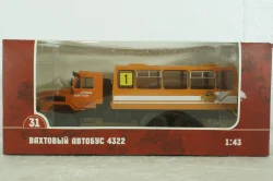 Урал-4322 6х6 Вахтовый автобус, оранжевый, Наши Грузовики №31, 1:43