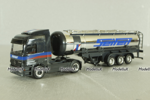 Mercedes Actros 1843 with semi-trailer tank "Seifert" grey/chrome, 144286, Herpa 1:87