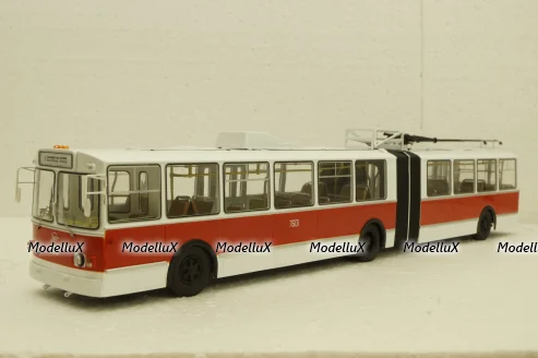 ЗиУ-10 (ЗиУ-683) троллейбус сочленённый - белый/красный, SSM4011, SSM 1:43