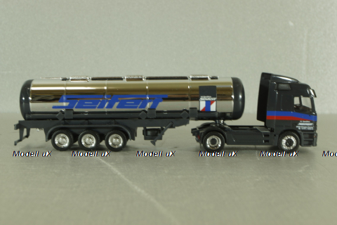 Mercedes Actros 1843 with semi-trailer tank "Seifert" grey/chrome, 144286, Herpa 1:87