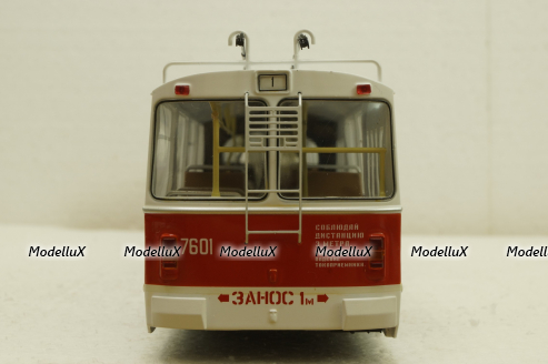 ЗиУ-10 (ЗиУ-683) троллейбус сочленённый - белый/красный, SSM4011, SSM 1:43