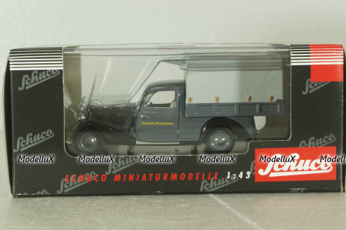 Mercedes 170V (W136) pickup truck with awning "Deutsche Bundesbahn" 1951, grey, 02264, Schuco 1:43