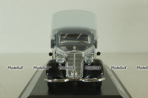 Mercedes 170V (W136) pickup truck with awning "Deutsche Bundesbahn" 1951, grey, 02264, Schuco 1:43