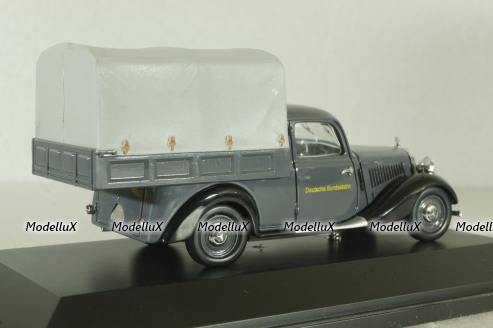 Mercedes 170V (W136) pickup truck with awning "Deutsche Bundesbahn" 1951, grey, 02264, Schuco 1:43