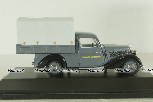 Mercedes 170V (W136) pickup truck with awning "Deutsche Bundesbahn" 1951, grey, 02264, Schuco 1:43