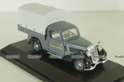 Mercedes 170V (W136) pickup truck with awning "Deutsche Bundesbahn" 1951, grey, 02264, Schuco 1:43