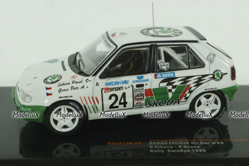 Skoda Felicia Kit Car No.24, Rally Schweden  1995, P.Sibera/P.Gross, RAC413B, Ixo 1:43
