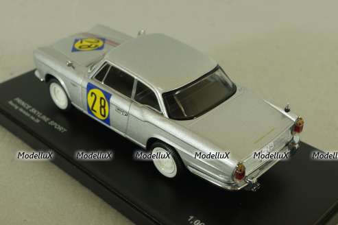 Prince Skyline Sport (BLRA-3) racing version #28, silver, 03233A, Kyosho 1:43 