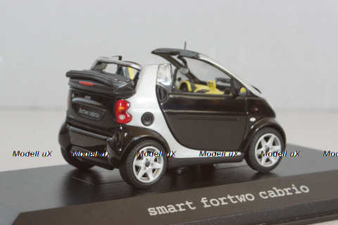 Smart fortwo cabrio black with body panel Fresh-Up (white), 0012497V001C51Q00, Minichamps 1:43