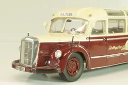 Mercedes-Benz O 6600 bus with trailer "Stuttgarter Sehloss Kurier" 1951 , red/cream, B66042533, Schuco 1:43