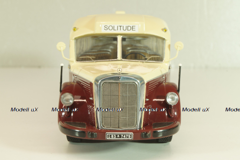 Mercedes-Benz O 6600 bus with trailer "Stuttgarter Sehloss Kurier" 1951 , red/cream, B66042533, Schuco 1:43