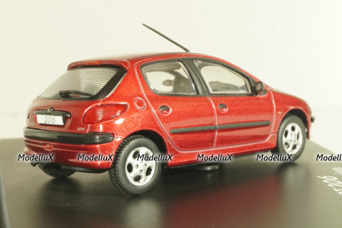 Peugeot 206 XT Berline 1998, red metallic, 472601, Norev 1:43