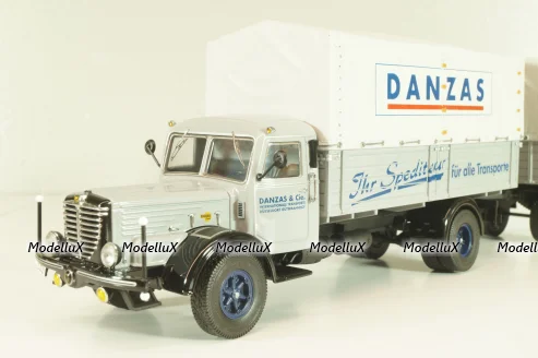 Bussing 8000 truck with trailer "Danzas" 1950 #1, grey, 06253, Schuco 1:43 