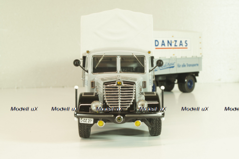 Bussing 8000 truck with trailer "Danzas" 1950 #1, grey, 06253, Schuco 1:43 