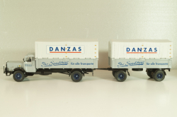 Bussing 8000 truck with trailer "Danzas" 1950 #1, grey, 06253, Schuco 1:43 