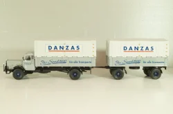Bussing 8000 truck with trailer "Danzas" 1950 #1, grey, 06253, Schuco 1:43 