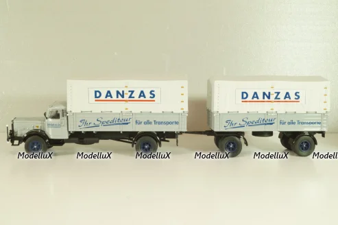 Bussing 8000 truck with trailer "Danzas" 1950 #1, grey, 06253, Schuco 1:43 
