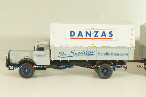 Bussing 8000 truck with trailer "Danzas" 1950 #1, grey, 06253, Schuco 1:43 