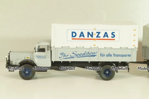 Bussing 8000 truck with trailer "Danzas" 1950 #1, grey, 06253, Schuco 1:43 