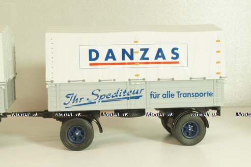 Bussing 8000 truck with trailer "Danzas" 1950 #1, grey, 06253, Schuco 1:43 