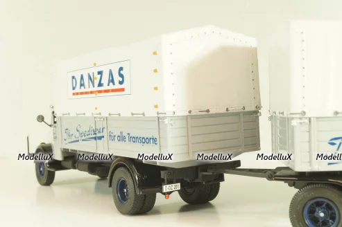 Bussing 8000 truck with trailer "Danzas" 1950 #1, grey, 06253, Schuco 1:43 