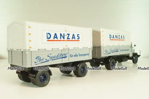 Bussing 8000 truck with trailer "Danzas" 1950 #1, grey, 06253, Schuco 1:43 