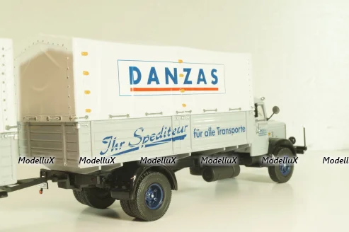 Bussing 8000 truck with trailer "Danzas" 1950 #1, grey, 06253, Schuco 1:43 