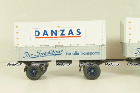 Bussing 8000 truck with trailer "Danzas" 1950 #1, grey, 06253, Schuco 1:43 