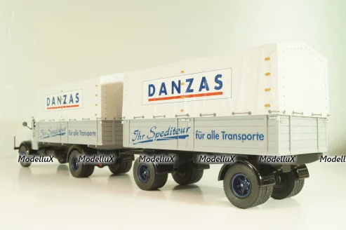 Bussing 8000 truck with trailer "Danzas" 1950 #1, grey, 06253, Schuco 1:43 