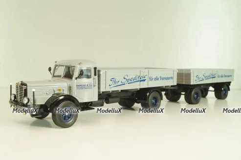 Bussing 8000 truck with trailer "Danzas" 1950 #1, grey, 06253, Schuco 1:43 
