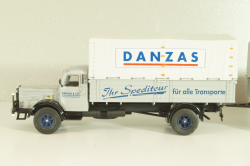 Bussing 8000 truck with trailer "Danzas" 1950 #2, grey, 06253, Schuco 1:43