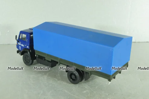 Камаз-5325 бортовой с тентом, синий/зеленый, Автоистория (Конверсия) 1:43