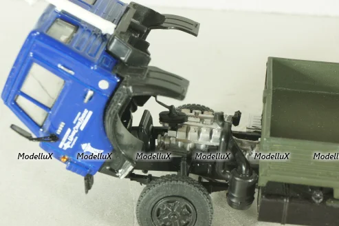 Камаз-5325 бортовой с тентом, синий/зеленый, Автоистория (Конверсия) 1:43