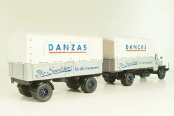 Bussing 8000 truck with trailer "Danzas" 1950 #2, grey, 06253, Schuco 1:43