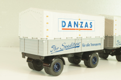 Bussing 8000 truck with trailer "Danzas" 1950 #2, grey, 06253, Schuco 1:43