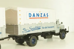 Bussing 8000 truck with trailer "Danzas" 1950 #2, grey, 06253, Schuco 1:43